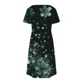 thumbnail image 5 of GaThRRgYP Linen Blend Short Sleeve Crew Neck Dress-Boho Beach Style,Women's Fashion Summer Print Short-sleeved V-neck Casual Dress Green XL, 5 of 8