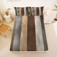 thumbnail image 5 of Homewish Vintage Stripes Queen Sheets,Abstract Grunge Queen Sheet Sets,Brown,4-Piece,1 Flat Sheet, 1 Fitted Sheet and 2 Pillowcases, 5 of 6