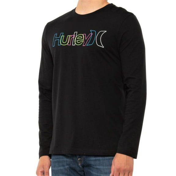 Hurley Men's Logo Graphic Print Tee Cotton Jersey Long Sleeve T-Shirt