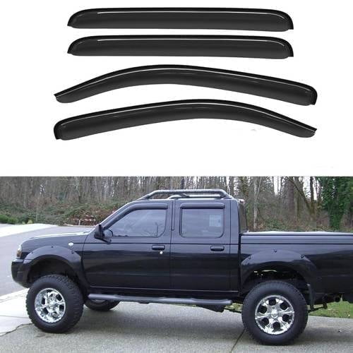 4pcs Window Rain Guards Visors compatible with 2005-2015 Toyota Tacoma Double Cab, Out-Channel Window Vent Wind Shades Deflectors Shield for 05-15 Tacoma 4 Full-Size Cab