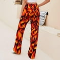 thumbnail image 3 of Top-kevin Fire Flame Pattern Women's Yoga Pants Wide Leg Loose Casual Straight Lace Up Pants Lounge Sweatpants, 3 of 14