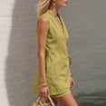 thumbnail image 5 of MLCDZ Cotton Linen Short Sets for Women Summer Outfits Wrap V Neck Sleeveless Top and Wide Leg Loose Shorts Two Piece Sets Business Casual Outfits, 5 of 9
