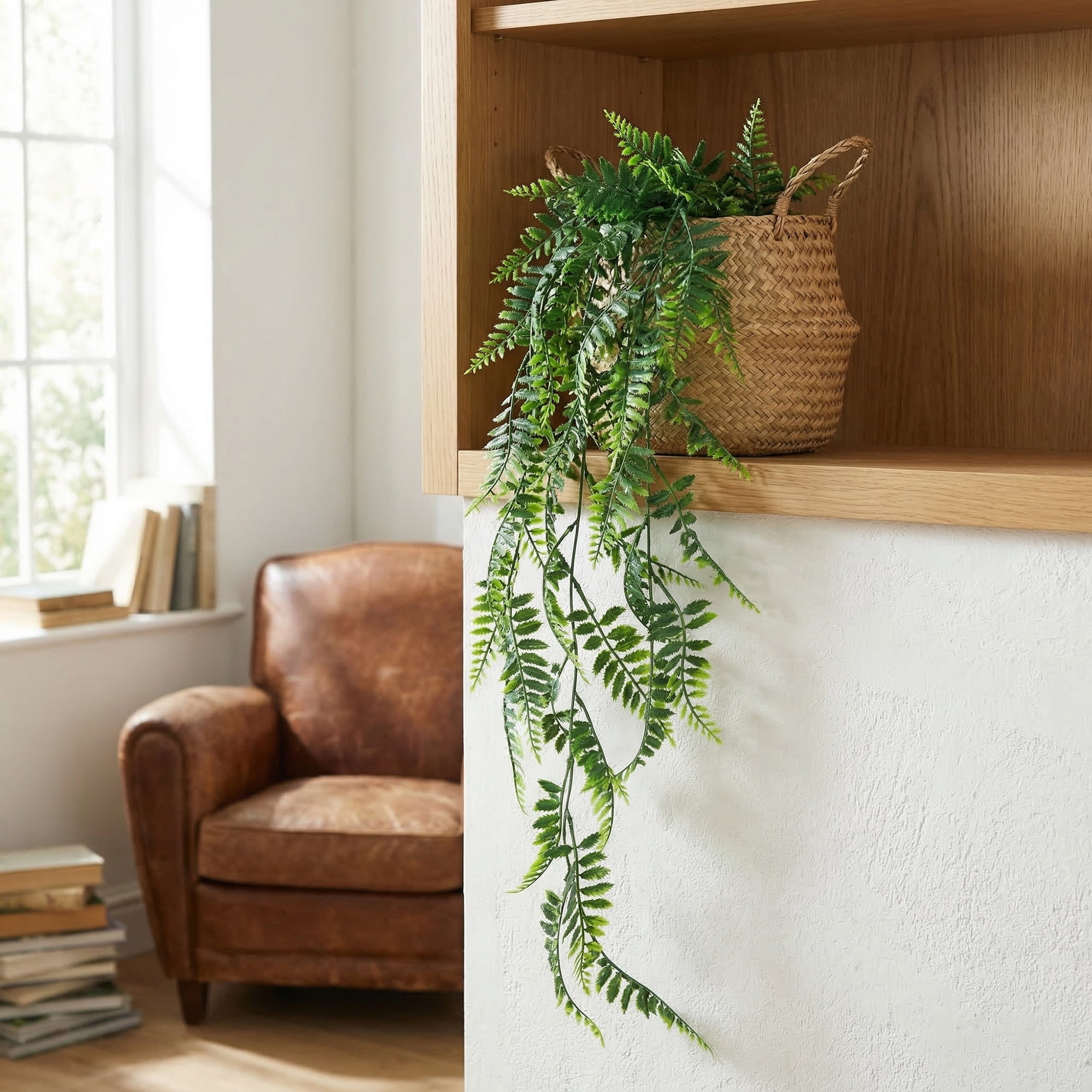 Unique Bargains 4Pcs Artificial Hanging Plants 31" Green Persian Green Turtle Shell