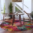 thumbnail image 4 of Round Area Rug 8 Ft, Colorful Dahlia Washable Non-Slip Circle Carpet for Living Room/Bedroom, Spring Flowers Modern Abstract Art Collection Low-Profile Large Area Rugs for Indoor, 4 of 7