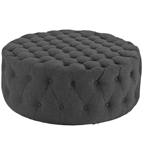 Modern Contemporary Urban Design Living Lounge Room Ottoman, Grey Gray, Fabric