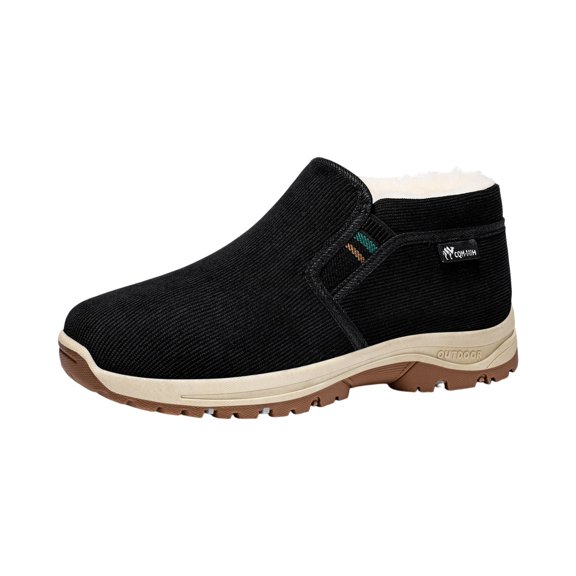 hzomhy Mens Snow Boots Pull On Round Toe Lined Short Boots Thick Sole Casual Shoes for Winter Daily Wear
