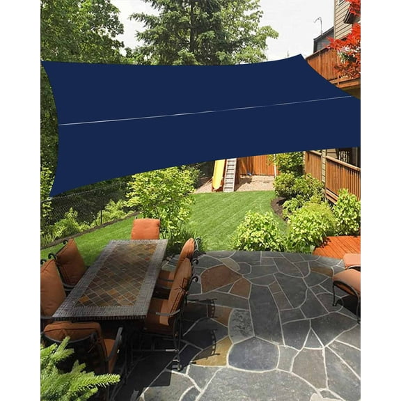 Sun Shade Sail 6.5x10Ft Navy Blue Solid Color Uv Block Sunshade Canopy Outdoor Shade Cover Rectangle Shade Cloth For Patio Garden Yard Deck Pergola