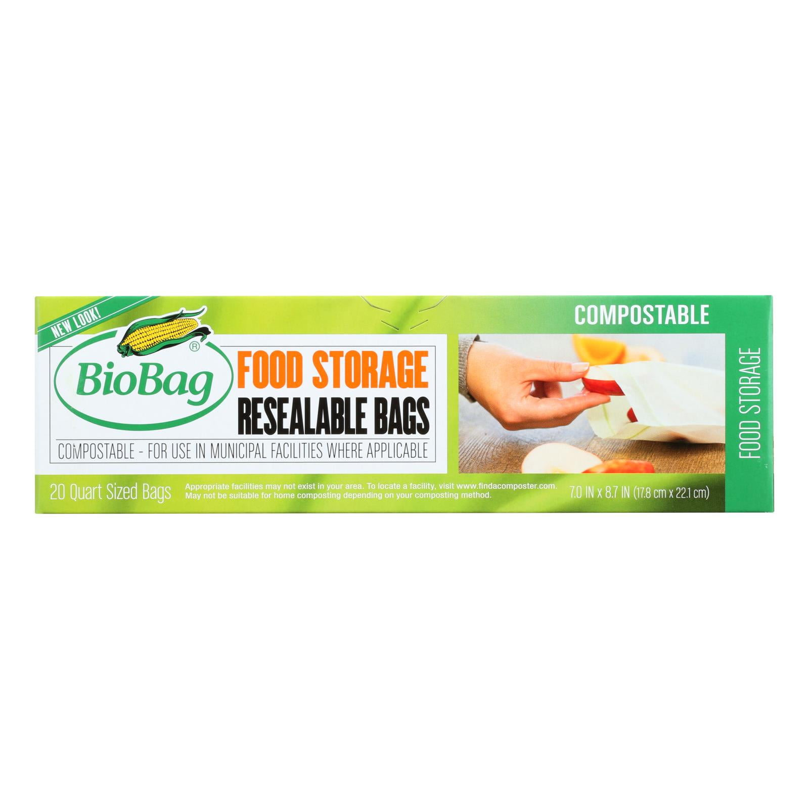 BioBag Compostable & Resealable Food Storage Bags - 20pk