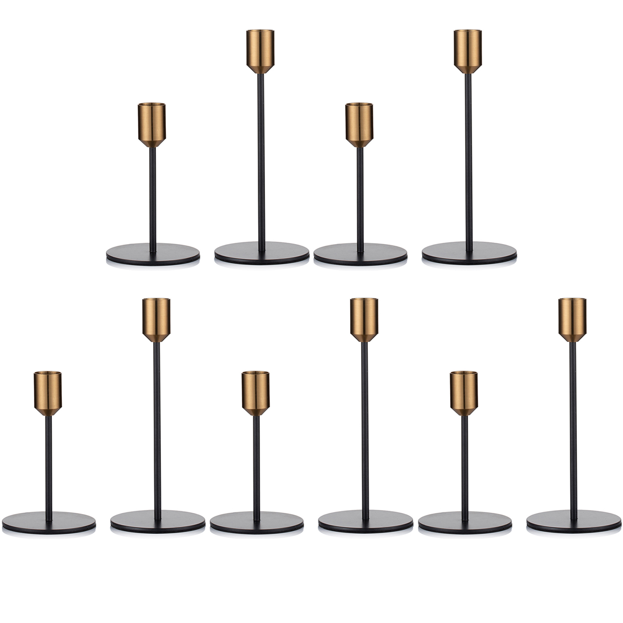 Nuptio Black Candlestick Holders Brass Taper Candle Holder, 5S+5L ...