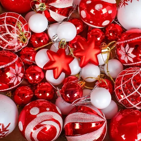 44 ct Christmas Ball Ornaments, Decorative Hanging Baubles, Christmas Tree Decoration, Plastic and Shatterproof, Ideal for Xmas, Holiday, Home and Party Decor