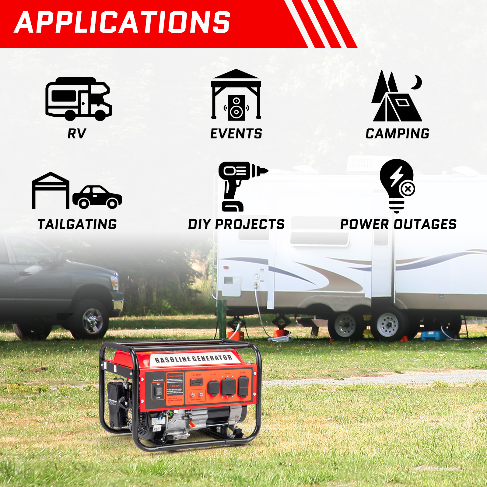 Ktaxon 3500W Electric Start Power Generator, RV Outlet