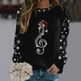 thumbnail image 2 of Ujnder Women's Christmas Print Snow Sequins Sweatshirt Crew Neck Long Sleeve Pullover Tops for Women Holiday Fashion Outfits 02-Black XXL, 2 of 4