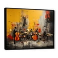 thumbnail image 2 of Designart "Groovy Jazz Band Melodies" Music Framed Wall Art - Traditional Yellow Music Jazz Hallway Framed Wall Art Decor, 2 of 6