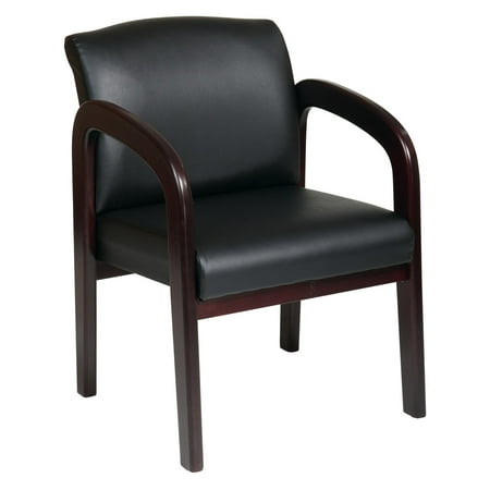 WD Faux Leather Visitor Guest Chair in Mahogany and Black