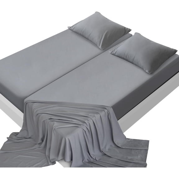 XIULIN Split King Sheets Sets for Adjustable Bed, 5 Piece Bed Sheets Set Deep Pockets, Extra Soft and Breathable Bedding Sheets, Grey