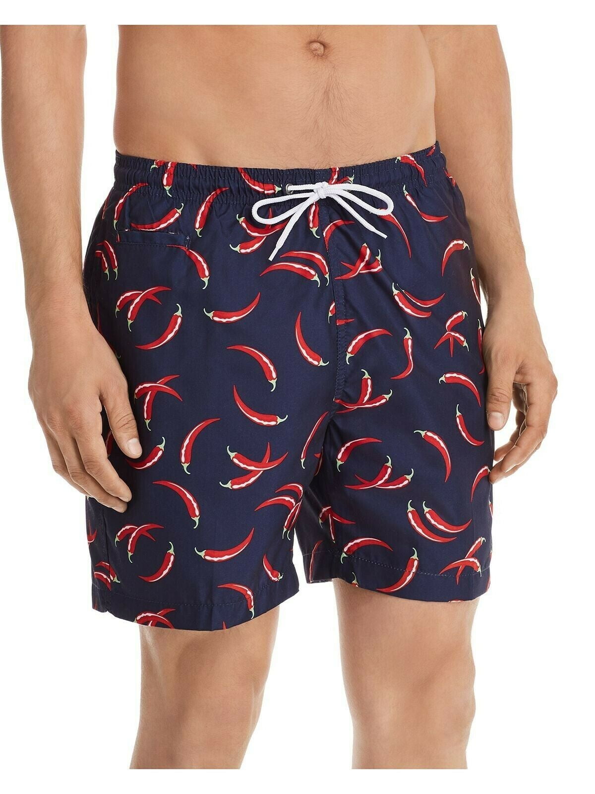 Mens Swim Trunks Chili Pepper Pattern Quick Dry Beach Board Shorts with Mesh Lining 