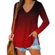 thumbnail image 2 of Camisas de manga larga para mujer, cuello en V, ajuste holgado, túnica de otoño, tops de otoño para mujer Pompotops  FGAJ8389, 2 of 5