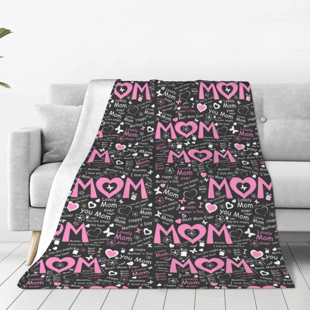 Balery Lovely Mom Ever Manta de Felpa Suave y Acogedora – Cobija de Franela Aterciopelada para Cama, Lavable y Cálida para Sofá, Mascotas, Transpirable-40"x30"