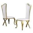thumbnail image 1 of Chaises d'Appoint Élégantes en Similicuir Blanc et Acier Inoxydable Doré (Lot de 2), 1 of 2
