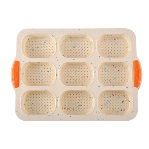 ROSOZ 2-Pack Silicone 9-Cavity Mini Baguette Pan, Non-Stick Baking Mold for French Bread, Cake & DIY Breads