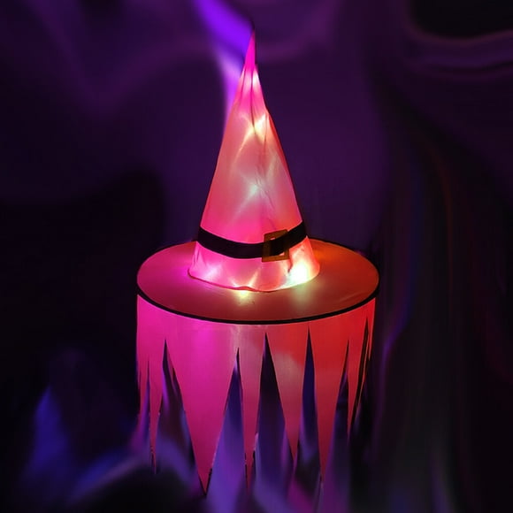 serony Hat Halloween Party Decoration Hat Hanging Glowing LED Lighting Cap Festival Prop for Home Bar, Red