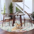 thumbnail image 4 of Round Area Rug 7 Ft, Bunny Easter Washable Non-Slip Circle Carpet for Living Room/Bedroom, Spring Floral Rabbits Checkered Farmhouse Low-Profile Large Runner Mat Collection Rugs for Indoor, 4 of 7