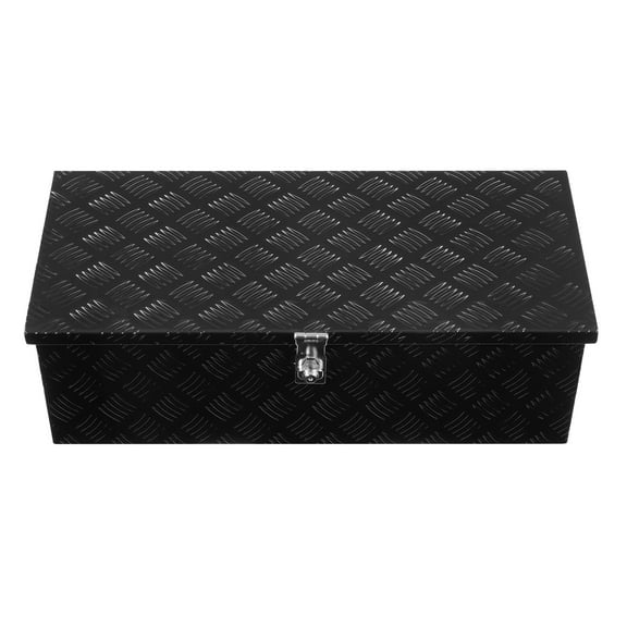 KFFKFF Durable Aluminum Truck Bed Tool Box, Textured Storage Box with Side Handle and Lockable Design, Organizer Chest for Trailers, Pickups, Truck Beds, RVs, 30"x13"x9.6", Black