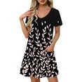 thumbnail image 2 of YuXingFu Plus Size Women's Dress formal Dresses - Floral, V-Neck, Short Sleeve, Midi for Summer Pink S, 2 of 8