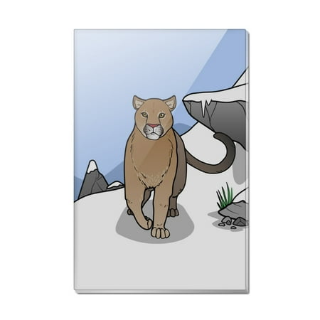 

Mountain Lion Cougar Puma Panther Snow Rectangle Acrylic Fridge Refrigerator Magnet