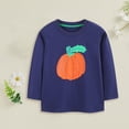 thumbnail image 2 of YDFCWXW Boys Toddler Pumpkin Graphic Long Sleeve Layered T-Shirts (Blue, 4-5 Years), 2 of 5