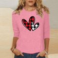thumbnail image 2 of Blouse pour Femmes Motif Cœur Imprimé Saint-Valentin Manches Courtes Haut Décontracté, 2 of 4