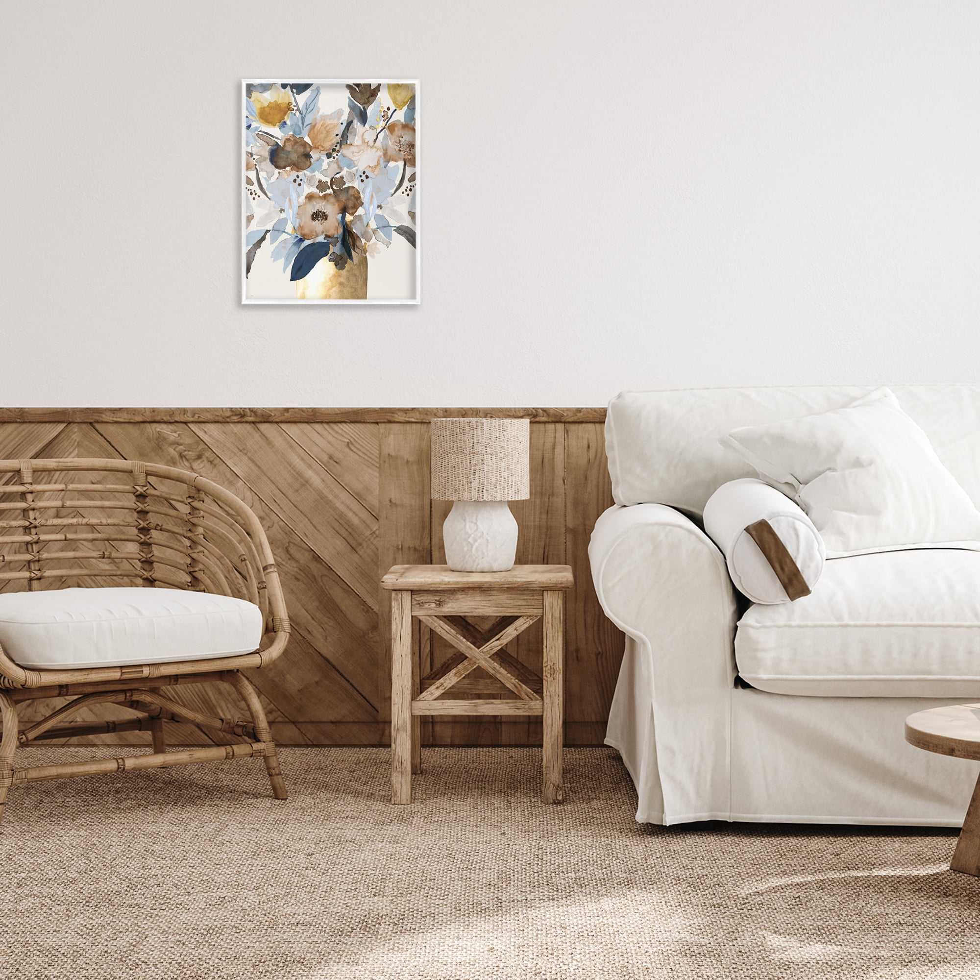Stupell Industries Expressive Earthy Blossoms White Framed Giclee Art, design by Val Rhodes