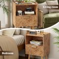 thumbnail image 7 of Gelloan Fluted Nightstand Set of 2, Bed Side Table with Drawer, Solid Wood Feet, Open Storage, End Table with Raised Edge, for Bedroom, Dorm and Small Spaces,Light Burl, 7 of 7