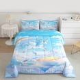 thumbnail image 2 of Feelyou Cute Unicorn Teens Queen Comforter Set, Princess Castle Blue Bedding Sets, Kawaii Cartoon Animal Reversible Bedding Comforter Set, Breathable Home Decor, 3 Pieces, 2 of 8