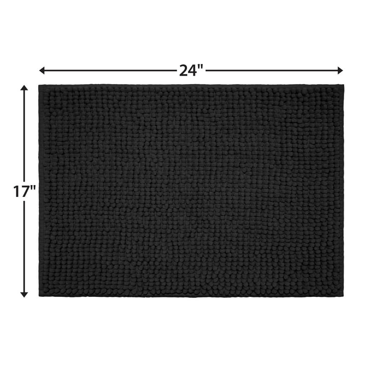 Mainstays Basic Polyester Chenille Noodle Bath Rug, Rich Black, 17
