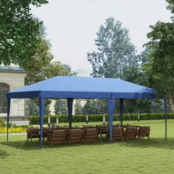 Outsunny 10' x 20' Pop Up Canopy Tent, Outdoor Gazebo w/ Carry Bag, Blue
