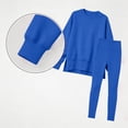 thumbnail image 6 of Women 2 Piece Tracksuit Set Solid Long Sleeve Crew Neck Side Split Top and Skinny Pants Loose Casual Loungewear Outfit for Daily Street Wear Blue, 6 of 7