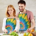 thumbnail image 5 of Rainbow Tie Dye Mandala Pattern Apron-Garden Aprons for Women with Pockets-Cotton Linen Waterproof Kitchen Cooking Gardening Aprons Adjustable for Kitchen,Cooking,BBQ and Salon 33x27 Inch, 5 of 7