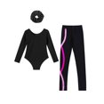 thumbnail image 4 of Haitryli Kids Girls Rhinestones Metallic Gymnastics Leotard Outfits Long Sleeve Jumpsuits with Legging Hairband Hot Pink 6, 4 of 7