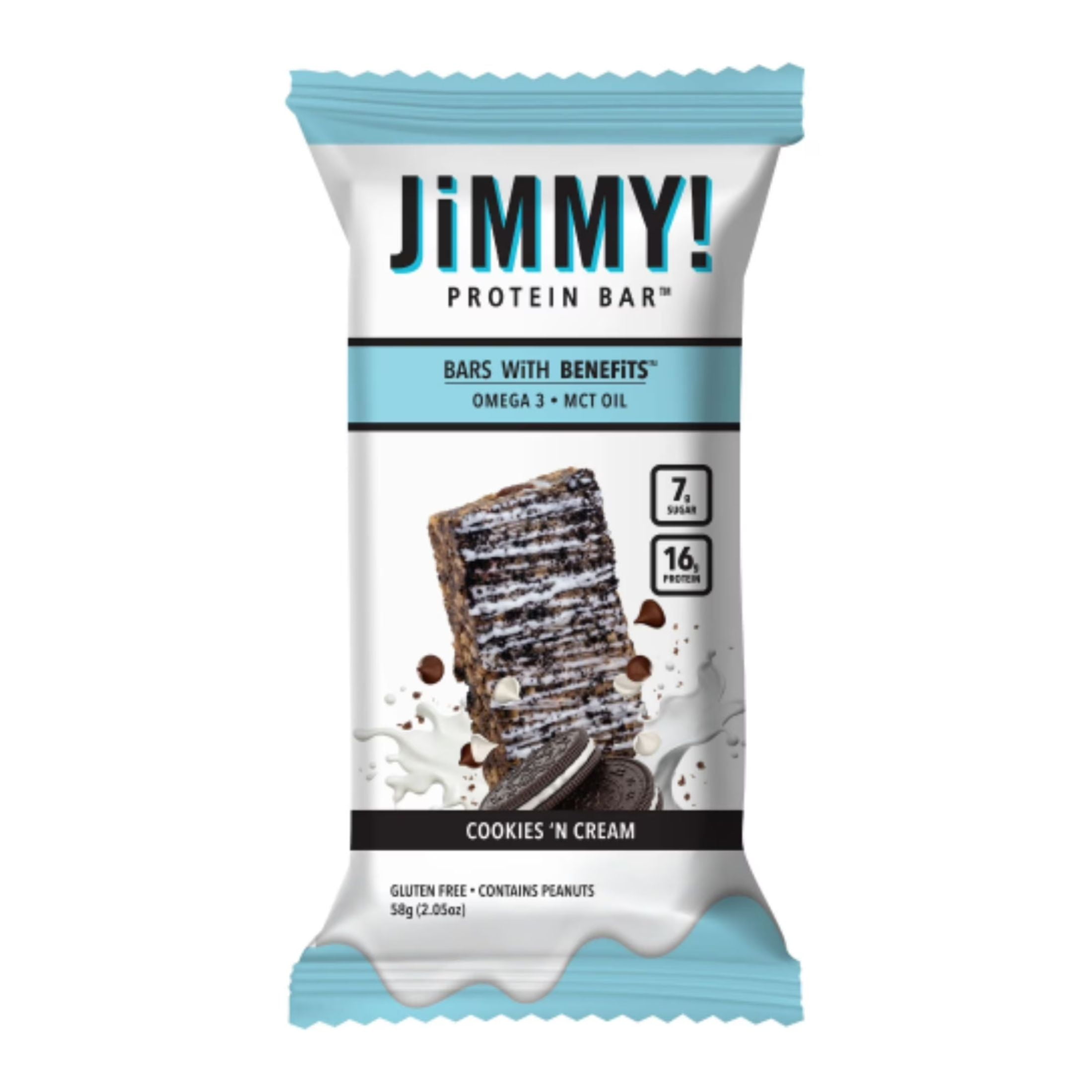 JiMMYBAR Wake Focus Protein Bar Cookies N Cream, 4 Pack