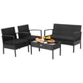 thumbnail image 2 of Costway 4 PCS Patio Rattan Furniture Set Cushioned Sofa Armrest Garden Black, 2 of 9