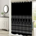 thumbnail image 3 of Black and White Shower Curtain, Boho Minimalist Black Striped Shower Curtain for Bathroom Modern Farmhouse Geometric Shower Curtain with Hooks, 84x84 Inch, 3 of 6
