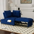 thumbnail image 3 of Aukfa 4 in 1 Chaise Futon Convertible Sleeper Chair Bed, 2 USB Port&Pillows, Velvet, Blue, 3 of 9