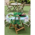 thumbnail image 2 of Round Outdoor Tablecloth With Umbrella Hole And Zipper– St. Patrick's Day Waterproof Patio Table Cover for Party, Picnic, Backyard, 60" Dia. , Leprechauns Green Clovers Hat Rainbow, 2 of 8