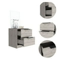 thumbnail image 3 of 2-Drawers Wooden Nightstand With Metal Handle for Living Room Bedroom, End Table, Side Table with Storage Shelf, Gray, 3 of 6