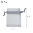 thumbnail image 2 of 50uds Organza Bolsas 5x7cm Cordón Favor Bolsas Transparente Malla Bolsa para Regalo Joyería Boda Fiesta Navidad Dulces Gris, 2 of 7