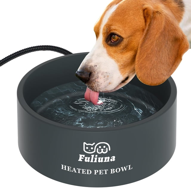Bebedero calefactable para mascotas Fuliuna de 3,2 litros con cable resistente a mordidas
