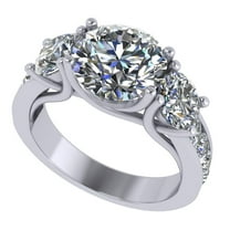 Central Diamond Center Lucita Style Sterling Silver CZ 3 Stone Ring 3.50ctw (Reg) - Platinum Plated - Size 10