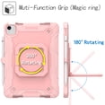 thumbnail image 3 of Kids Durable Handle Case for iPad Air 5th/4th Gen 10.9 inch, Silicone PC Heavy Duty Protection [360 Rotating Ring Stand/Adjustable Shoulder Strap] Tablet Case Cover for iPad Air 5th/4th,Rosegold, 3 of 8