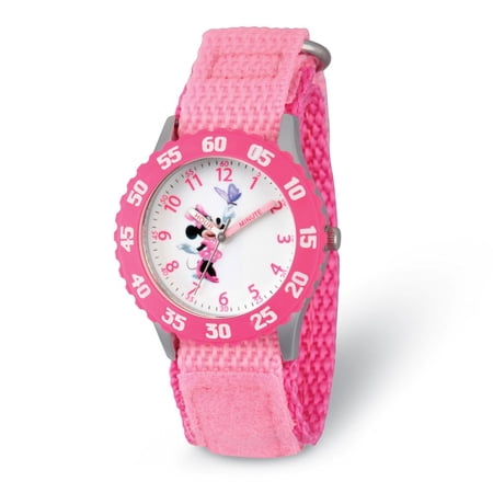 Disney Girls' Stainless Steel Watch, Pink Strap